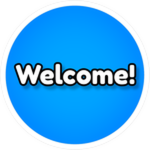Official welcome badge icon: a blue emblem