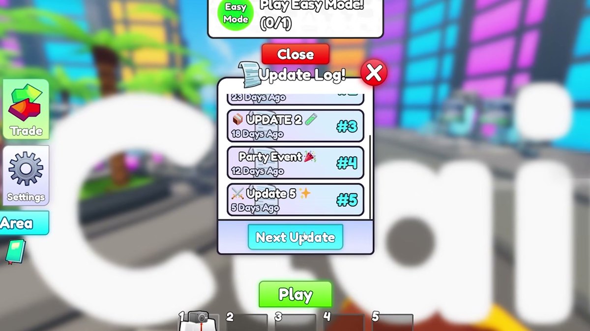 The in-lobby Update Log panel, where the game posts its own patch notes