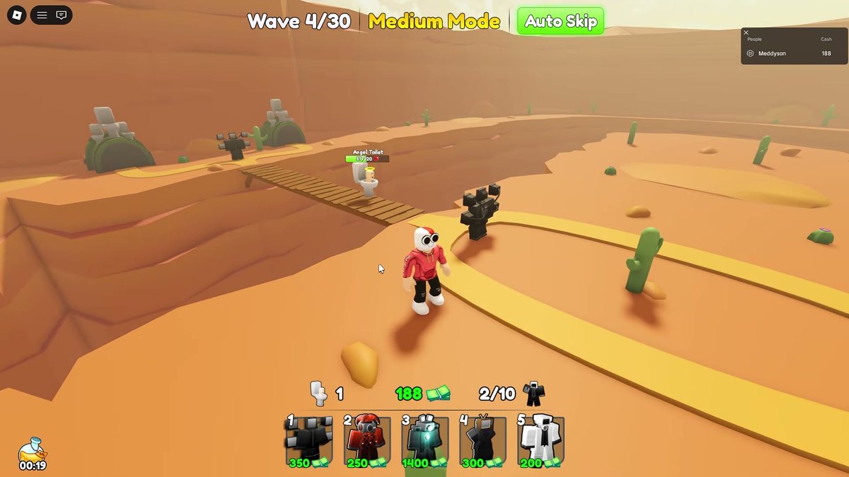 Players defending a wide map together, with paths running the full length of the screen